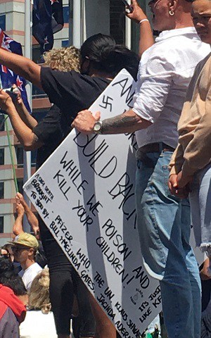 A disinformation researcher on all the Nazi signs at the Wellington anti-vax protest